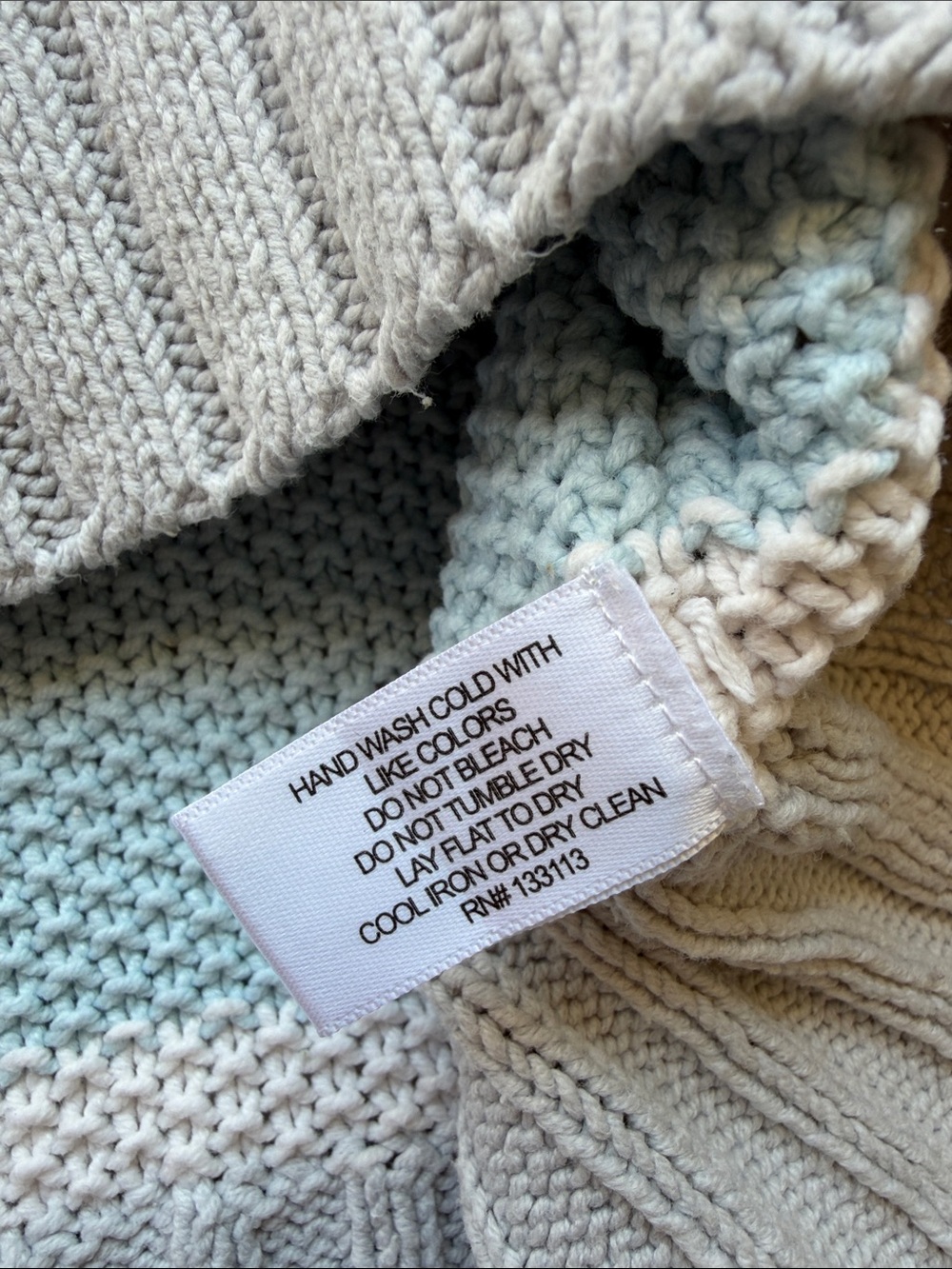 Lisa Todd Light Blue Crewneck Sweater with Pink and Olive Stripes, Size L. - Picture 8 of 15